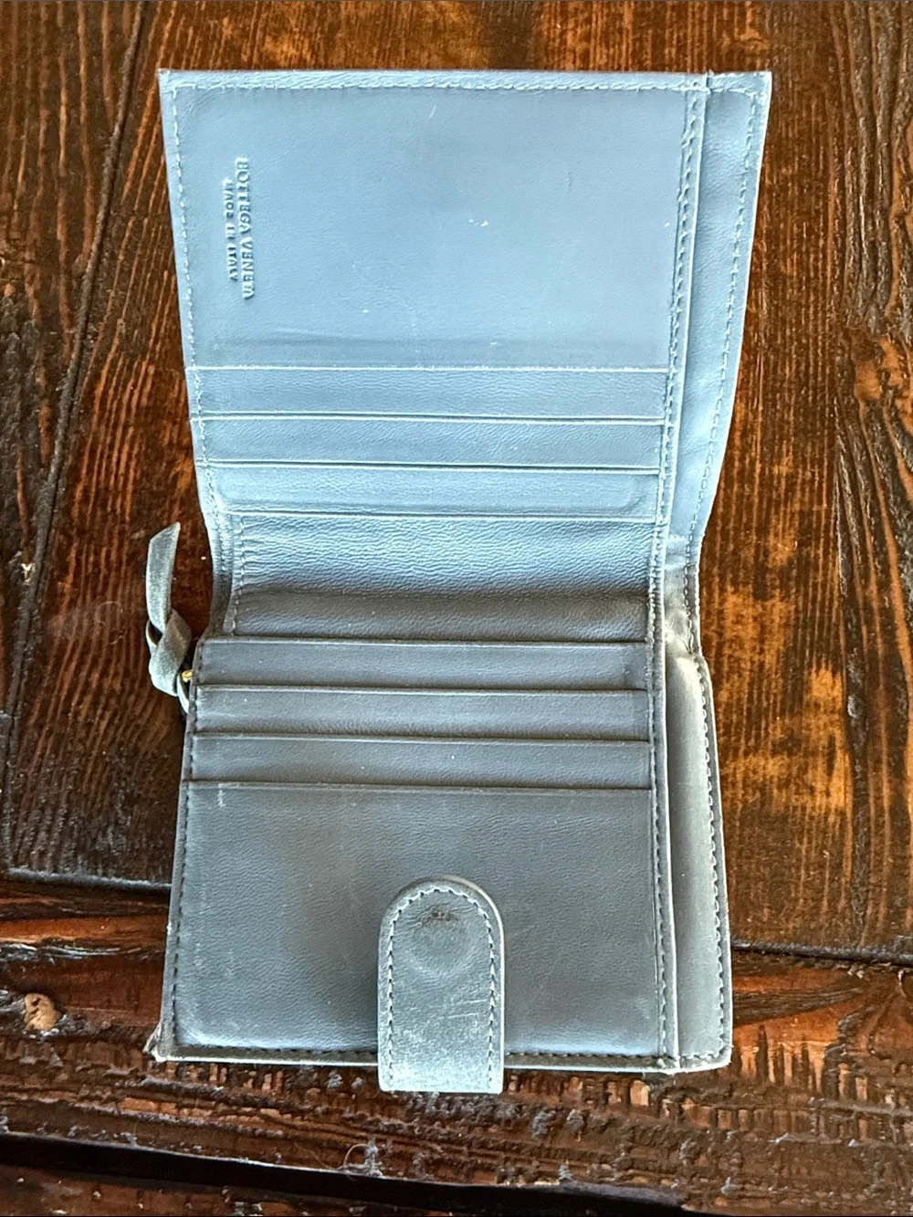 Bottega Veneta Slate Blue Leather Wallet
